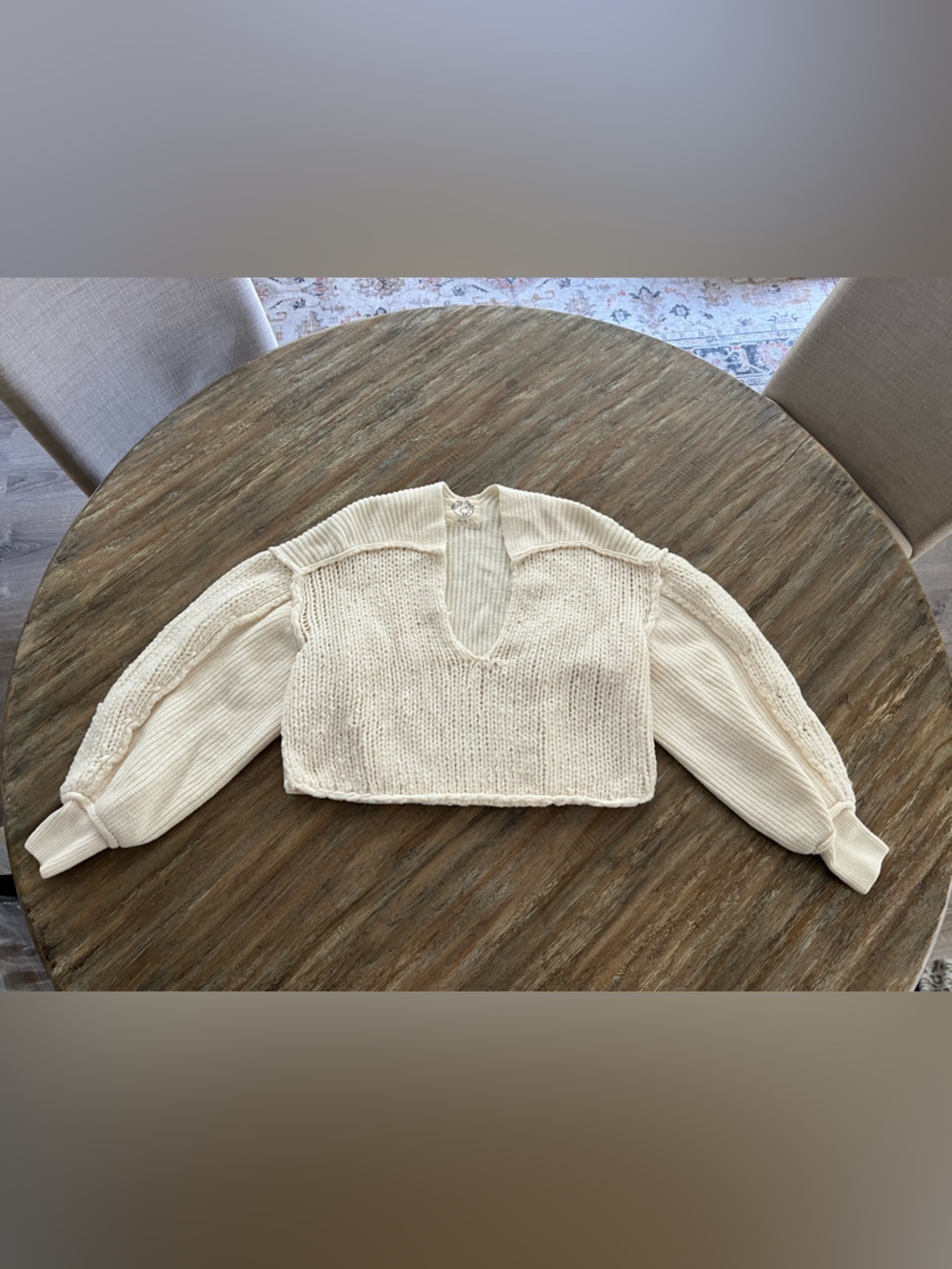 Free People Oversized Cropped White Sweater - S